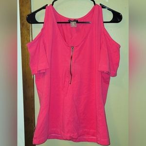 Venus cold shoulder top, hot pink, size XL